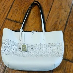 Ralph Lauren White Eyelet Tote